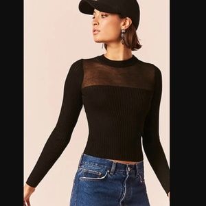Forever21 Black Sheer Cut Out Top